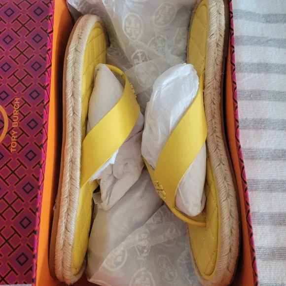 Tory Burch NIB Quilted Espadrille Thong Sandals - Picture 14 of 14